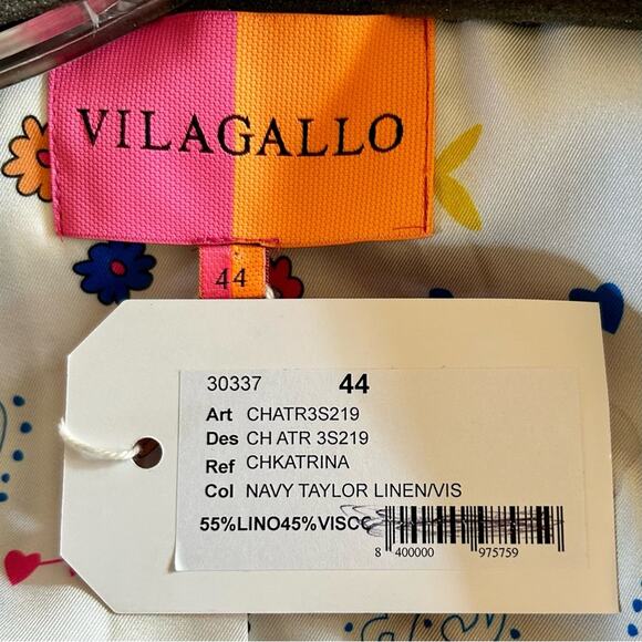 Vilagallo linen blend blazer navy sz 10 EU 44 - Picture 4 of 7